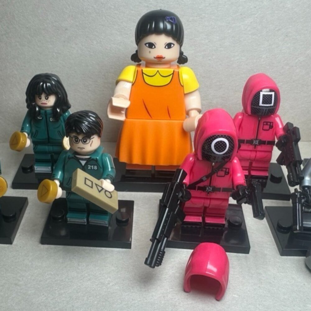 Custom Printed MOC Squid Game, Guards, Young-Hee Minifigures 9 Pack